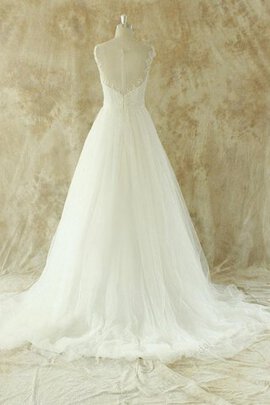 Robe de mariée classique plissage en dentelle fermeutre eclair manche nulle