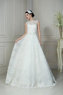 Robe de mariée ligne a elevé manche nulle avec fleurs fermeutre eclair