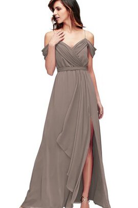 Robe demoiselle d'honneur plissé romantique simple en chiffon avec nœud à boucles