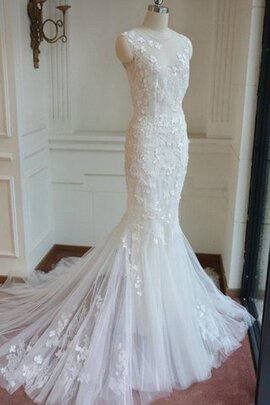 Robe de mariée intemporel facile de col bateau textile en tulle de traîne moyenne