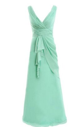 Robe demoiselle d'honneur fermeutre eclair v encolure avec chiffon ligne a jusqu'au sol