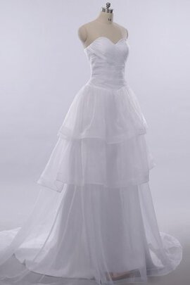Robe de mariée cordon textile en tulle avec gradins col en forme de cœur en dentelle