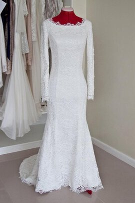 Robe de mariée simple festonné delicat jusqu'au sol avec manche longue