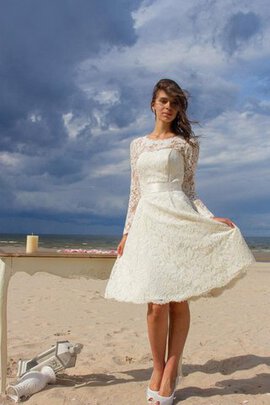 Robe de mariée romantique simple delicat avec manche longue avec nœud