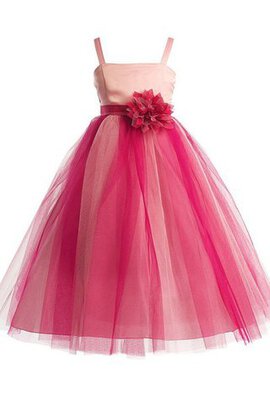 Robe cortège fille avec zip de tour de ceinture empire en tulle avec fleurs de mode de bal