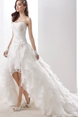 Robe de mariée plissage naturel ruchés plongeants haut bas avec chiffon