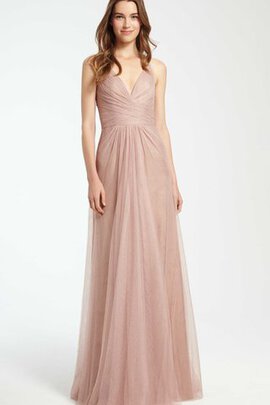 Robe demoiselle d'honneur longue v encolure ligne a textile en tulle longueru au niveau de sol