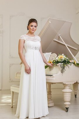 Robe de mariée avec manche épeules enveloppants avec chiffon avec perle a-ligne cordon