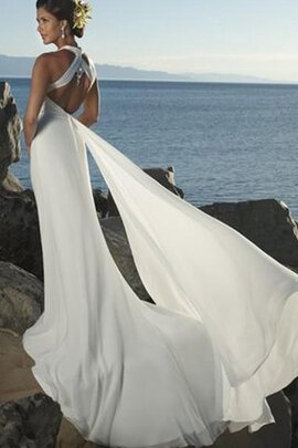 Robe de mariée femme branché au drapée ligne a avec perle en chiffon