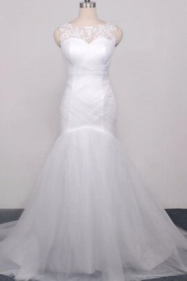 Robe de mariée naturel en organza avec décoration dentelle avec sans manches de col en cœur