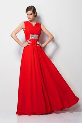 Robe de bal longue avec manche courte avec perle maillot en chiffon