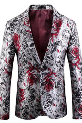 Veste hommes imprimé floral asiatique taille costumes slim fit smoking soirée