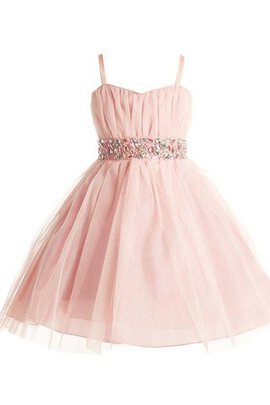 Robe cortège fille pailleté avec cristal manche nulle a-ligne avec ruban