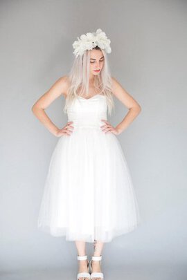 Robe de mariée naturel fermeutre eclair textile en tulle a-ligne manche nulle