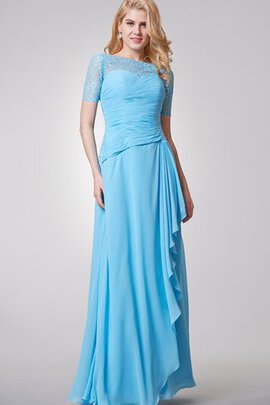 Robe mère de mariée longue avec décoration dentelle avec manche courte a-ligne en chiffon