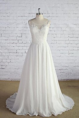 Robe de mariée facile manche nulle v col profonde col en bateau a-ligne