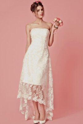 Robe de mariée attirent fermeutre eclair decoration en fleur haut bas en dentelle