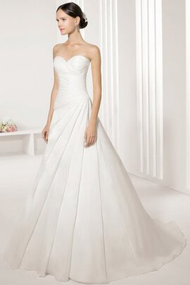 Robe de mariée longue solennel de princesse col en forme de cœur avec fronce