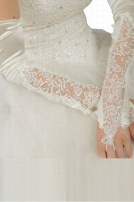 Taffetas perles blanches élégantes | Gants de mariée modestes