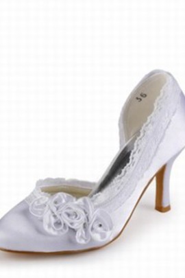 Beaux- ronde à talons hauts chaussures de mariée en satin Avec
