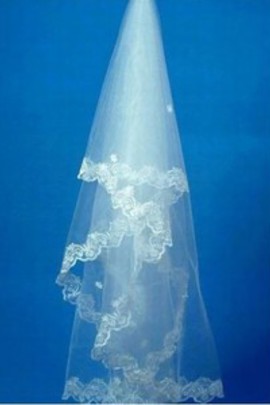 Élégante dentelle ourlet court voile de la mariée