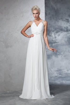 Robe de mariée longue avec chiffon ruché de princesse de tour de ceinture en haute