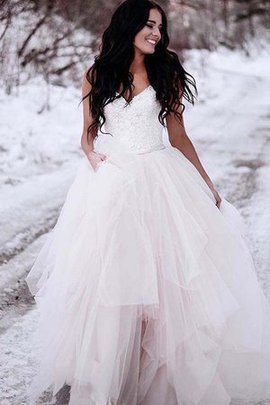 Robe de mariée de col en v frappant avec sans manches ligne a ruché