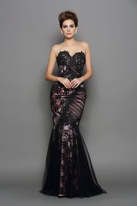 Robe de soirée longue avec sans manches col en forme de cœur appliques de sirène