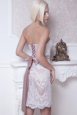 Robe de mariée bref ceinture avec ruban avec décoration dentelle en forme