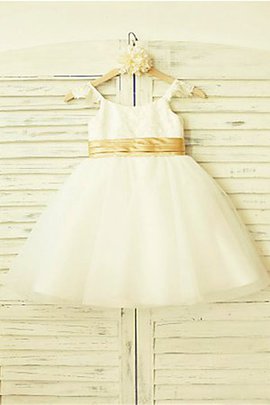 Robe cortège fille naturel avec zip de princesse avec fleurs manche nulle