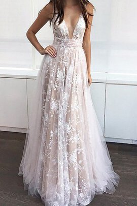 Robe de bal plissé romantique moderne avec sans manches v col profonde