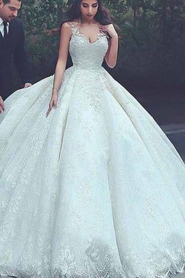 Robe de mariée splendide de traîne courte en tulle manche nulle de mode de bal