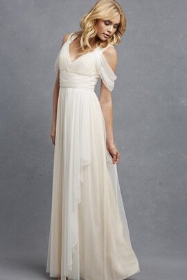 Robe demoiselle d'honneur facile ruché textile en tulle avec chiffon v encolure