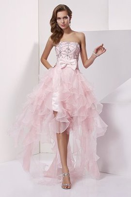 Robe fête de la rentrée cordon manche nulle ligne a en organza asymétrique