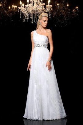 Robe de bal longue de princesse d'épaule asymétrique en organza avec perle