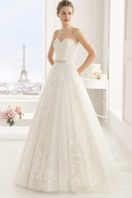 Robe de mariée naturel de traîne moyenne avec perle ceinture de princesse