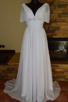 Robe de mariée à la mode cordon avec perle a-ligne de col en v