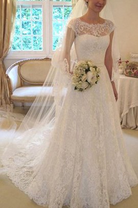 Robe de mariée splendide ceinture a-ligne encolure en carré naturel