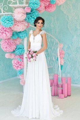 Robe de mariée plissage facile v encolure avec lacets avec manche épeules enveloppants