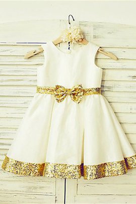 Robe cortège fille encolure ronde avec fleurs manche nulle fermeutre eclair ligne a