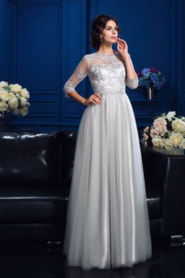 Robe mère de mariée longue avec zip a-ligne appliques col u profond