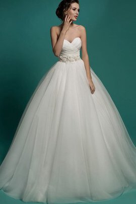 Robe de mariée longue jusqu'au sol en organza cordon manche nulle