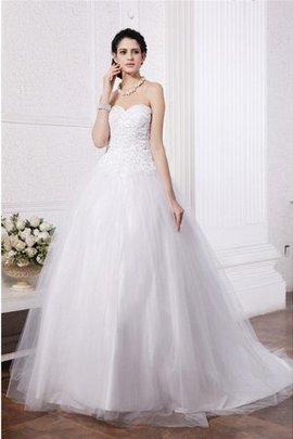 Robe de mariée longue avec perle de mode de bal col en forme de cœur manche nulle