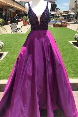 Robe de bal exquis a-ligne v encolure jusqu'au sol de princesse