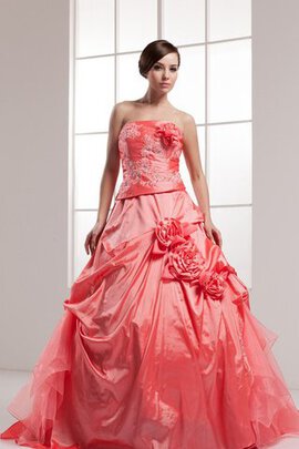 Robe de quinceanera de mode de bal decoration en fleur avec fleurs avec perle manche nulle