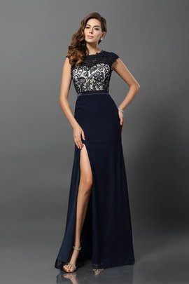 Robe de bal longue en forme fermeutre eclair avec manche courte avec chiffon