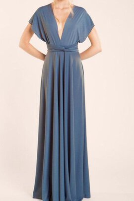 Robe demoiselle d'honneur longue plissage avec ruban v col profonde en chiffon