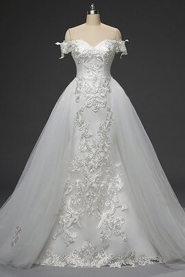 Robe de mariée fascinant traîne à démonter en satin naturel longue