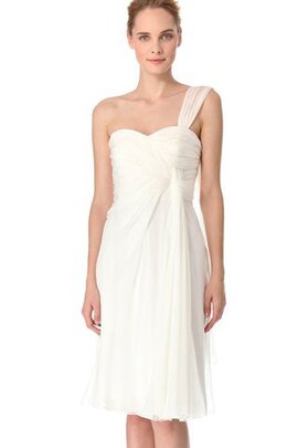 Robe de mariée plissé bref d'épaule asymétrique avec chiffon avec nœud