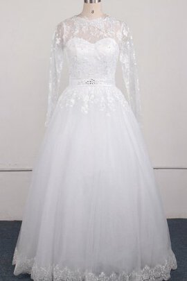 Robe de mariée naturel pailleté ligne a de sirène avec décoration dentelle